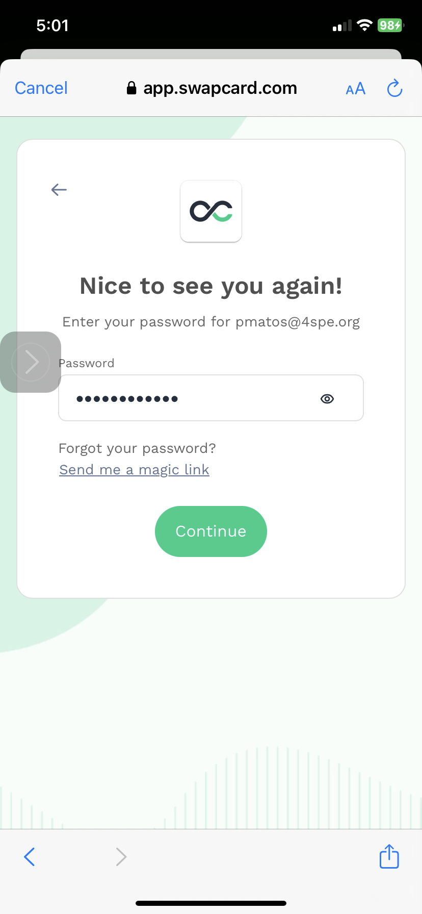 Step 2: Click the Send me a Magic Link button to receive your login link.